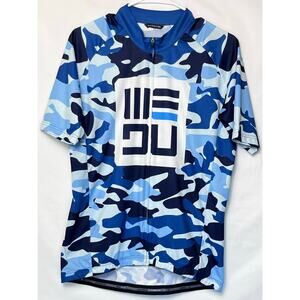 Giordana Women's Large Camo Cycling Jersey - Blue/White, Short Sleeve